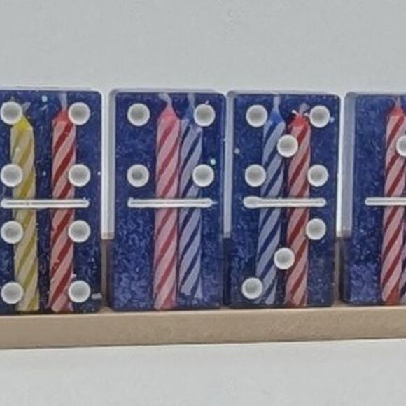 Exclusive  Chunky Birthday Candle Dominos Epoxy Resin Double-Six Set of 28 - Picture 3 of 5